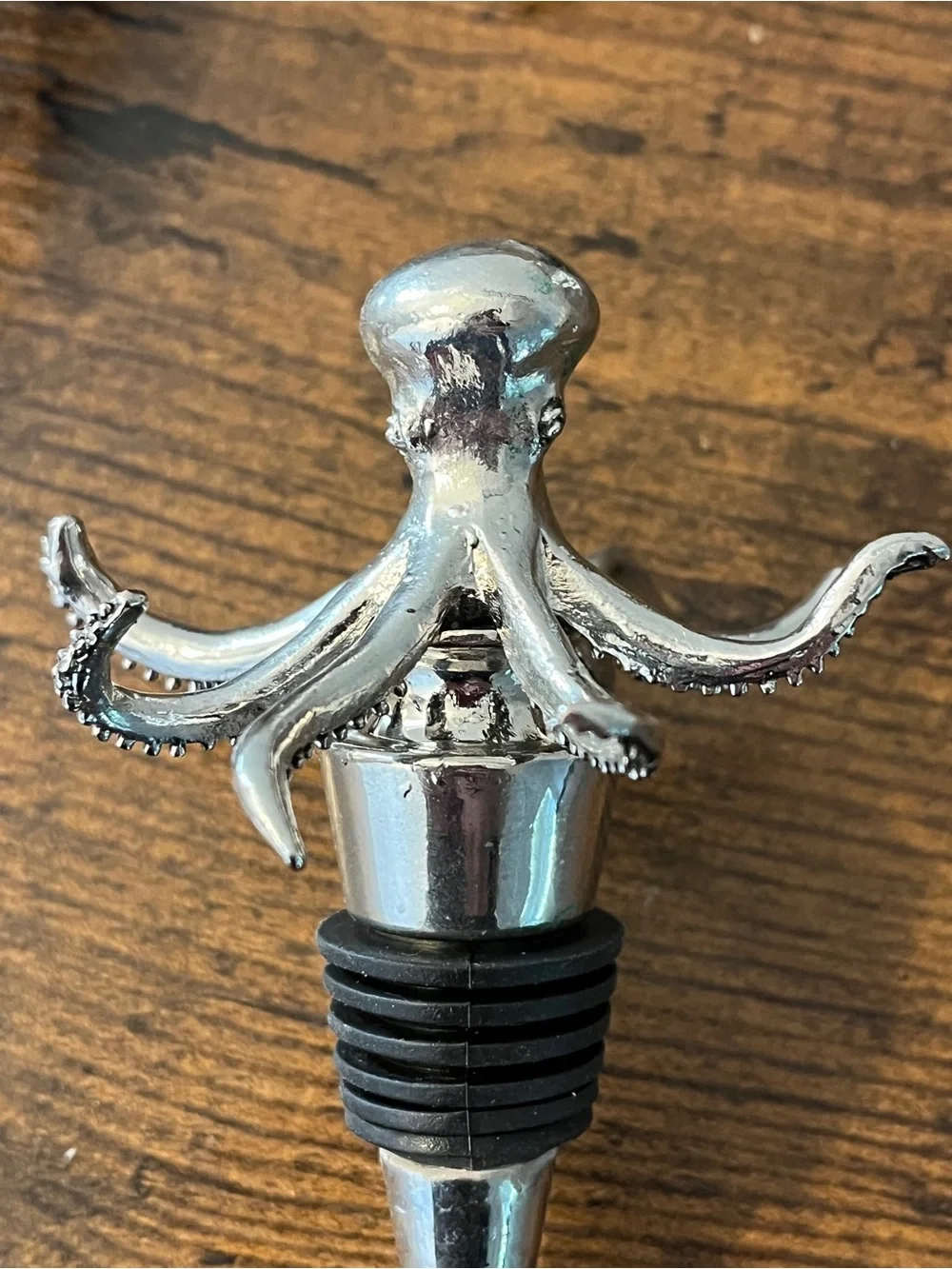 Silver Skull, Bat & Octopus Decorative Wine Bottle Stoppers - Set of 3